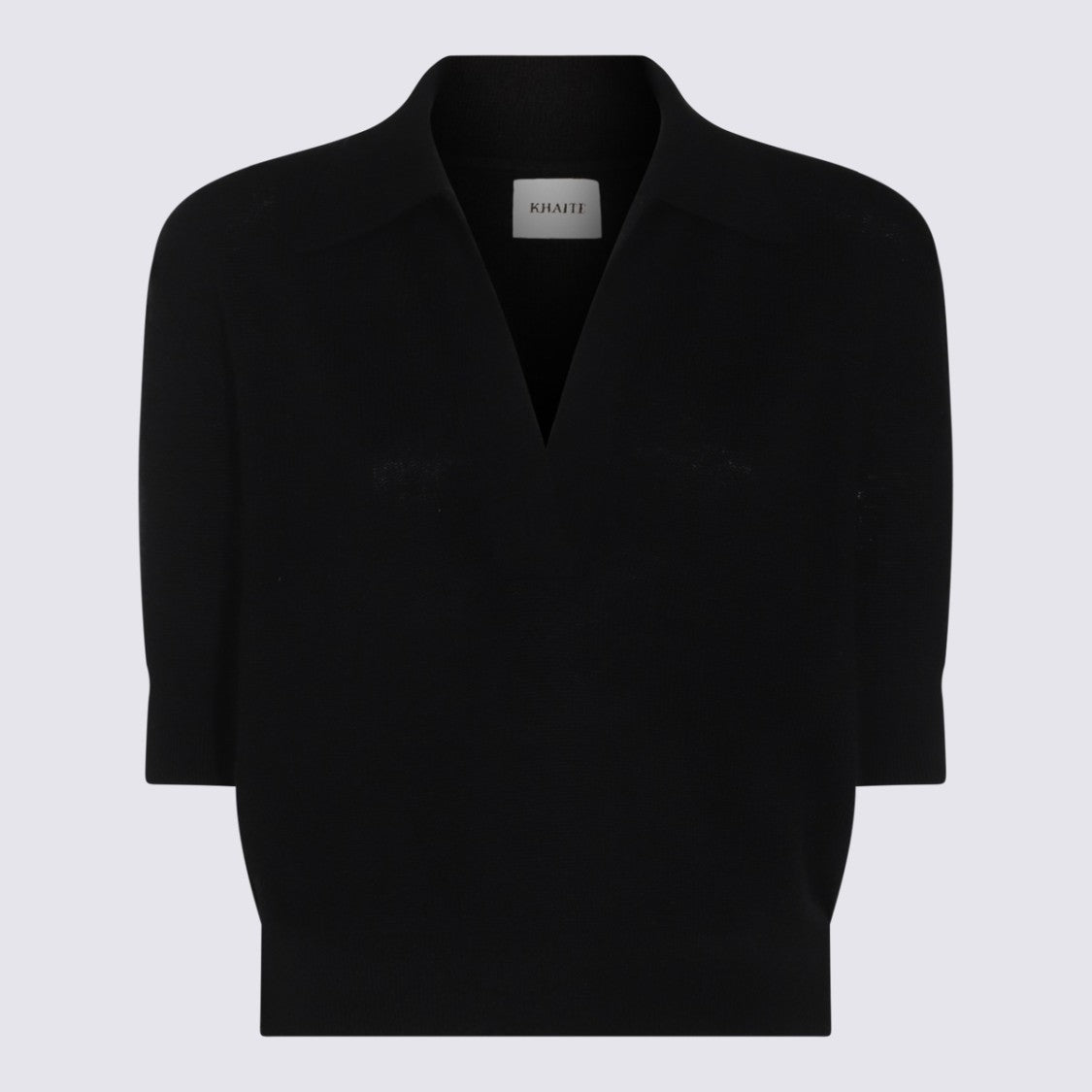 Khaite Black Cashmere Polo Shirt