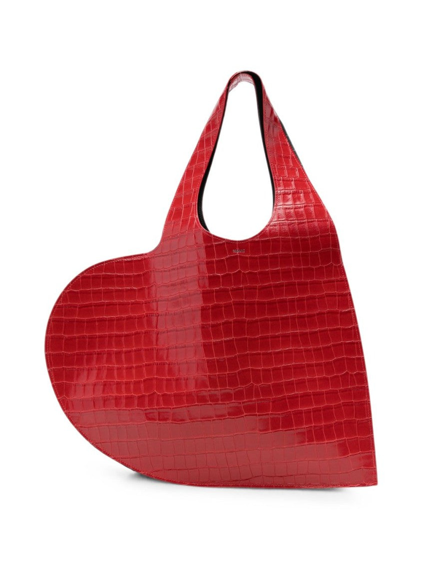 Coperni Heart-Shaped Crocodile-Embossed Red Bag