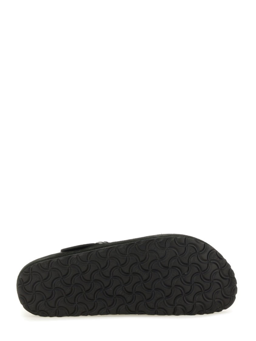 Birkenstock Suede Slip-On Sabot With Adjustable Buckle Strap