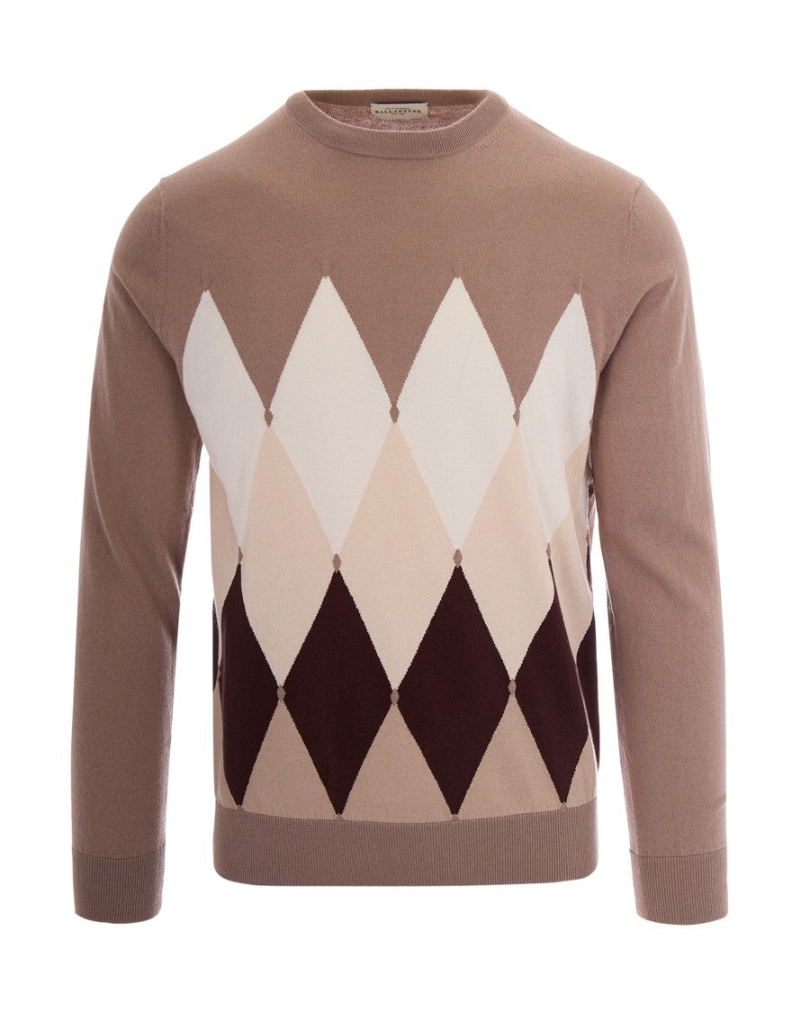 Ballantyne Lightweight Knit Sweater With Distinctive Diamond Pattern
