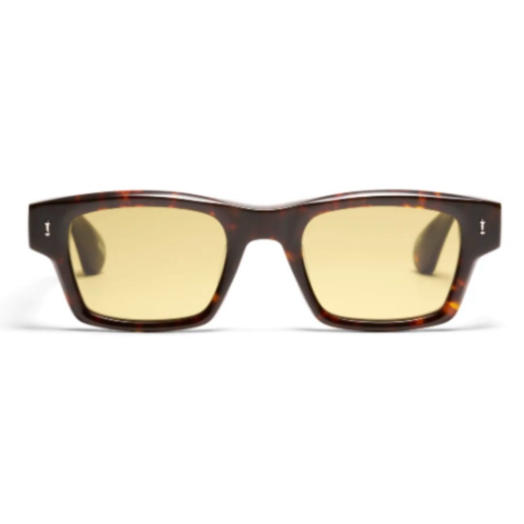 Peter And May Amy Rectangular Tortoise Acetate Sunglasses With Light Khaki Lenses