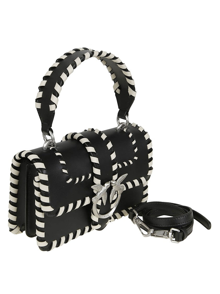 Pinko Rectangular Black Crossbody Bag With Braided Trim
