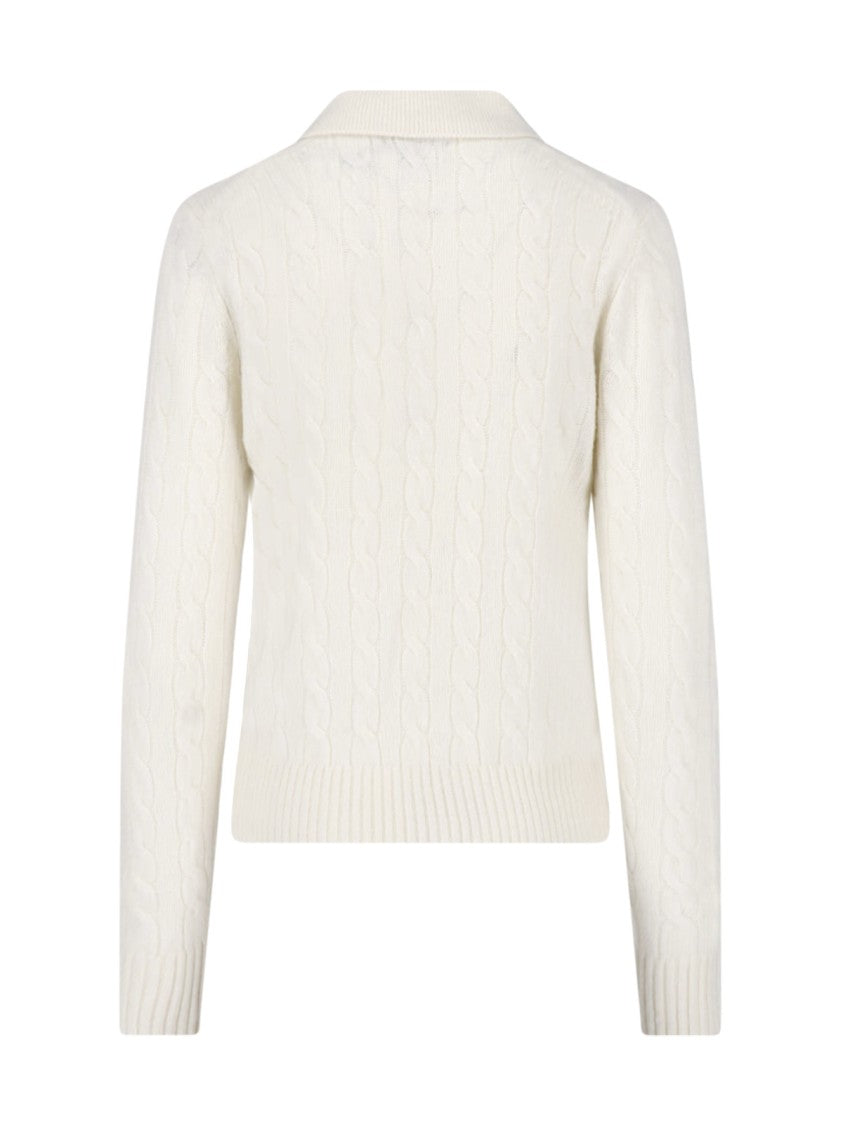 Polo Ralph Lauren Cream Wool-Cashmere Embroidered Logo Polo Shirt