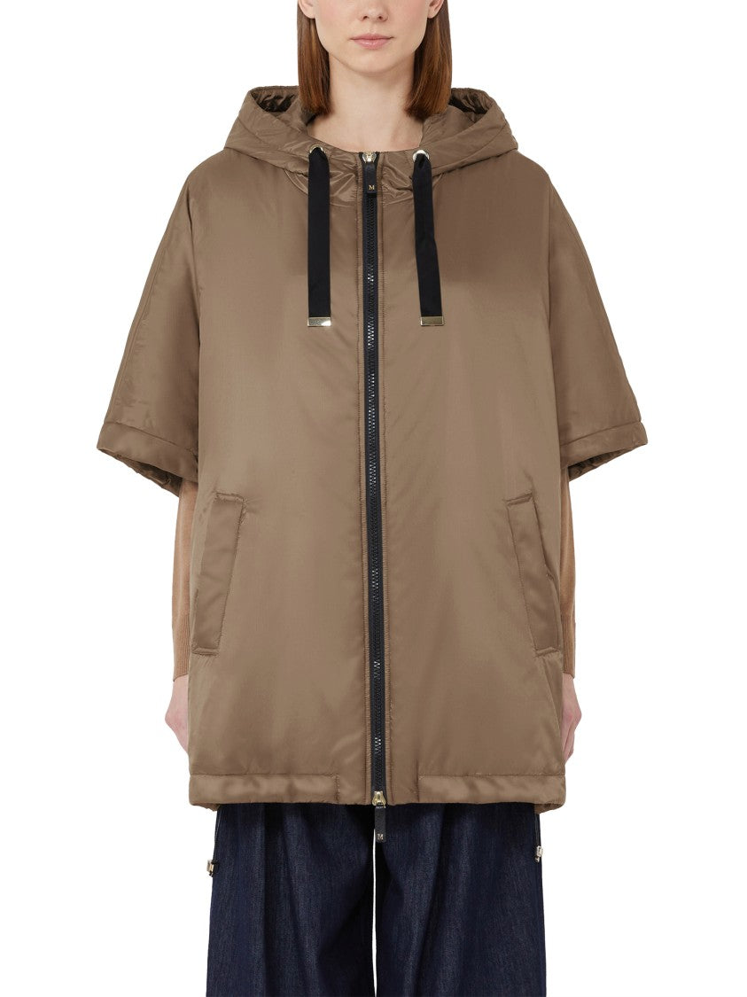 Max Mara Relaxed Brown Jacket With Hood And Smooth Finish