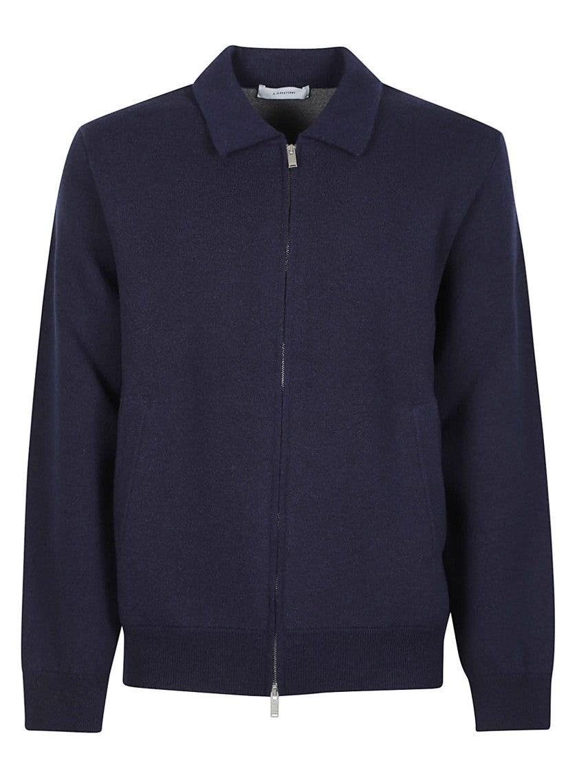Lardini Minimalist Wool-Blend Zip-Up Bomber Jacket