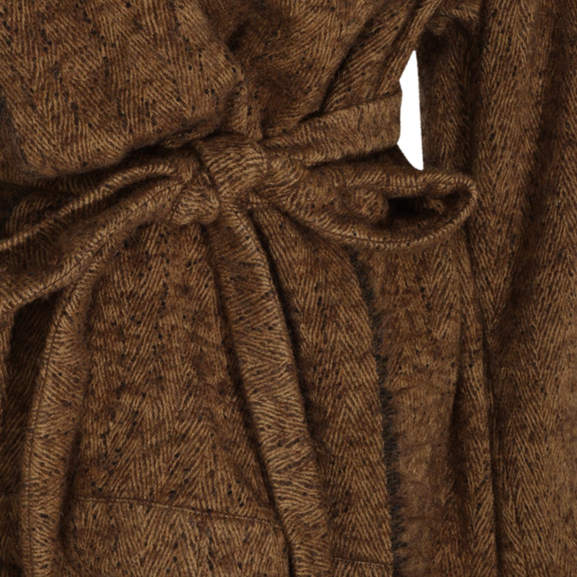 Uma Wang Brown Textured Shawl-Collar Belted Jacket