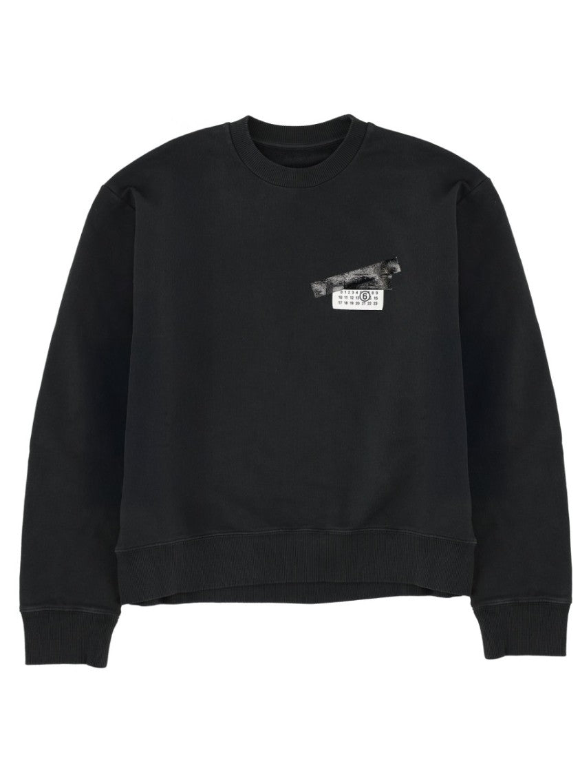 Mm6 By Maison Margiela Black Minimalist Cotton Sweatshirt