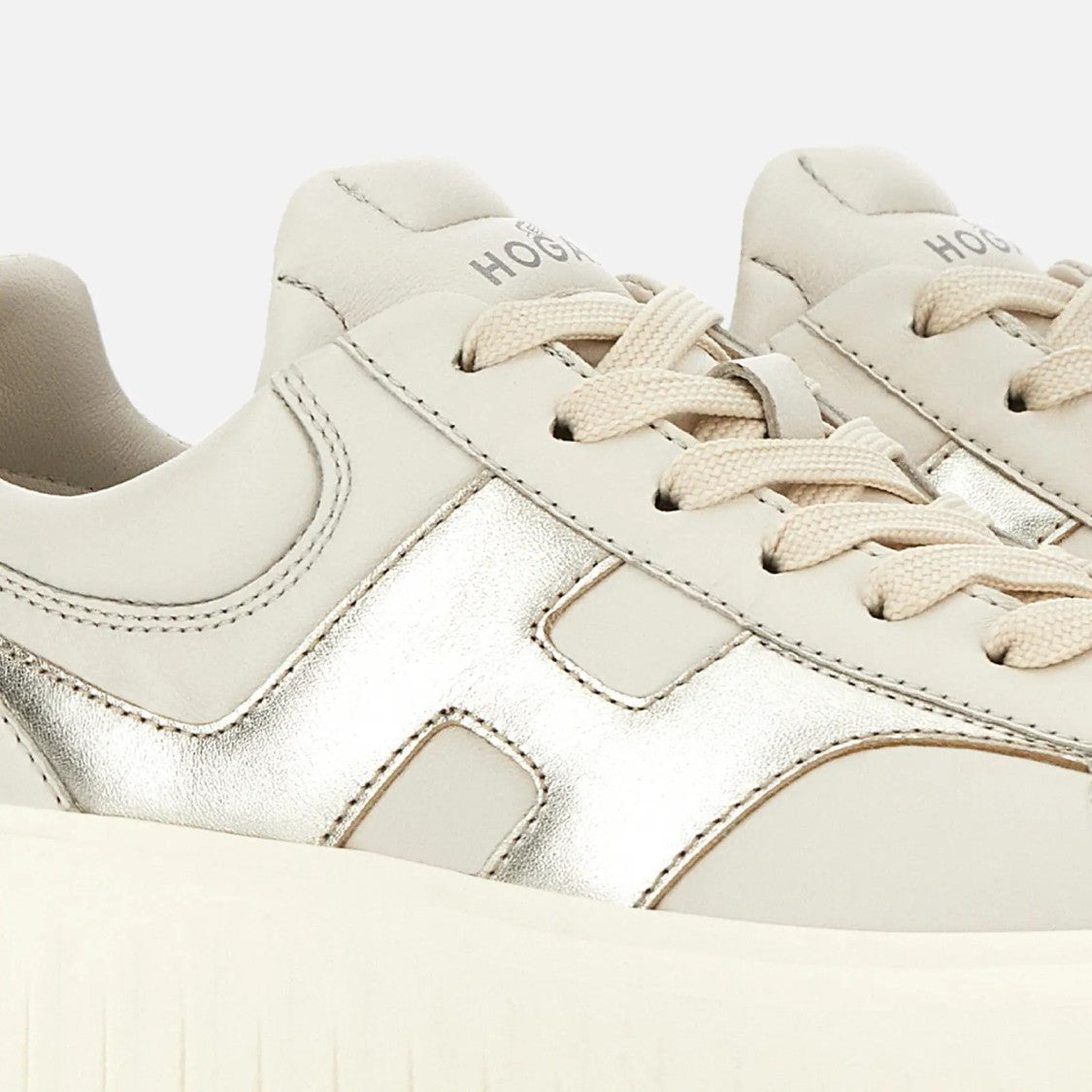 Hogan H-Stripes Lace-Up Sneakers In Sheepskin And Calfskin
