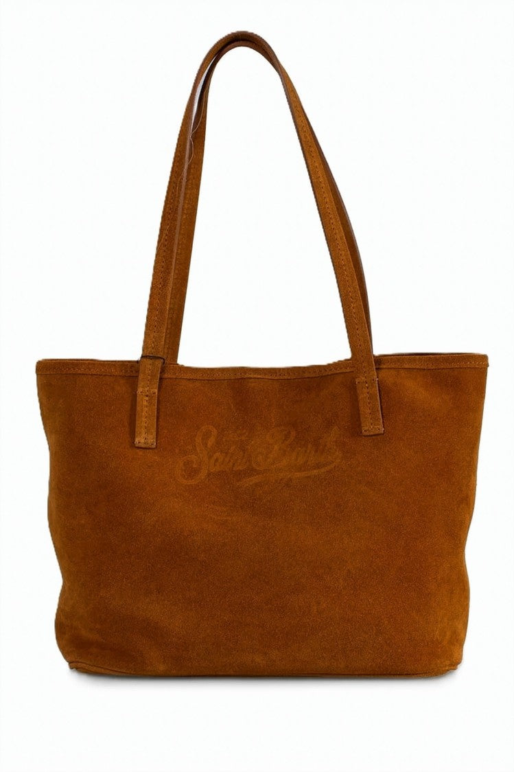 Mc2 Saint Barth Rectangular Suede Tote Bag With Embossed Logo