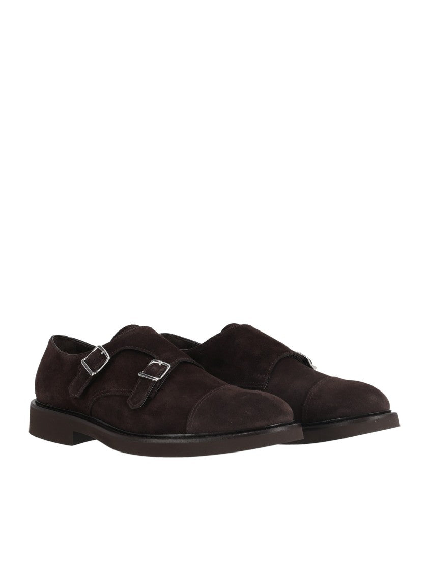 Doucal's Visone Terre Double Buckle Cap Toe Suede Shoes