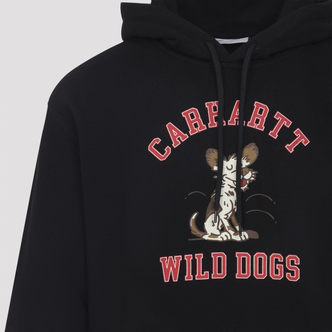 Carhartt Wip Graphic Print Black Hoodie With Drawstring Hood And Ribbed Details
