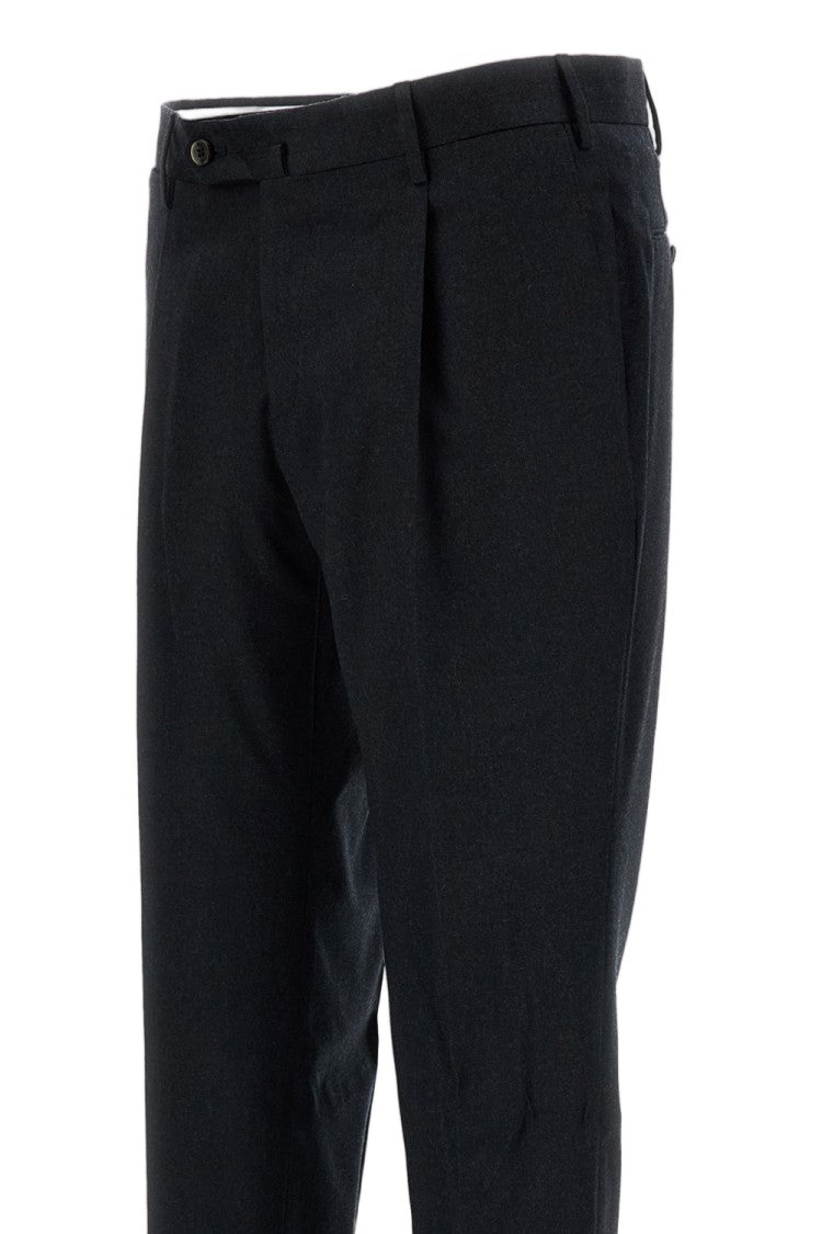 Pt01 Grey Tailored Slim-Fit Stretch Wool Formal Pants