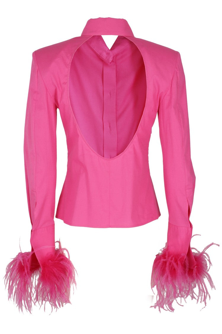 Giuseppe Di Morabito Fuchsia Poplin Shirt With Cut-Out Details