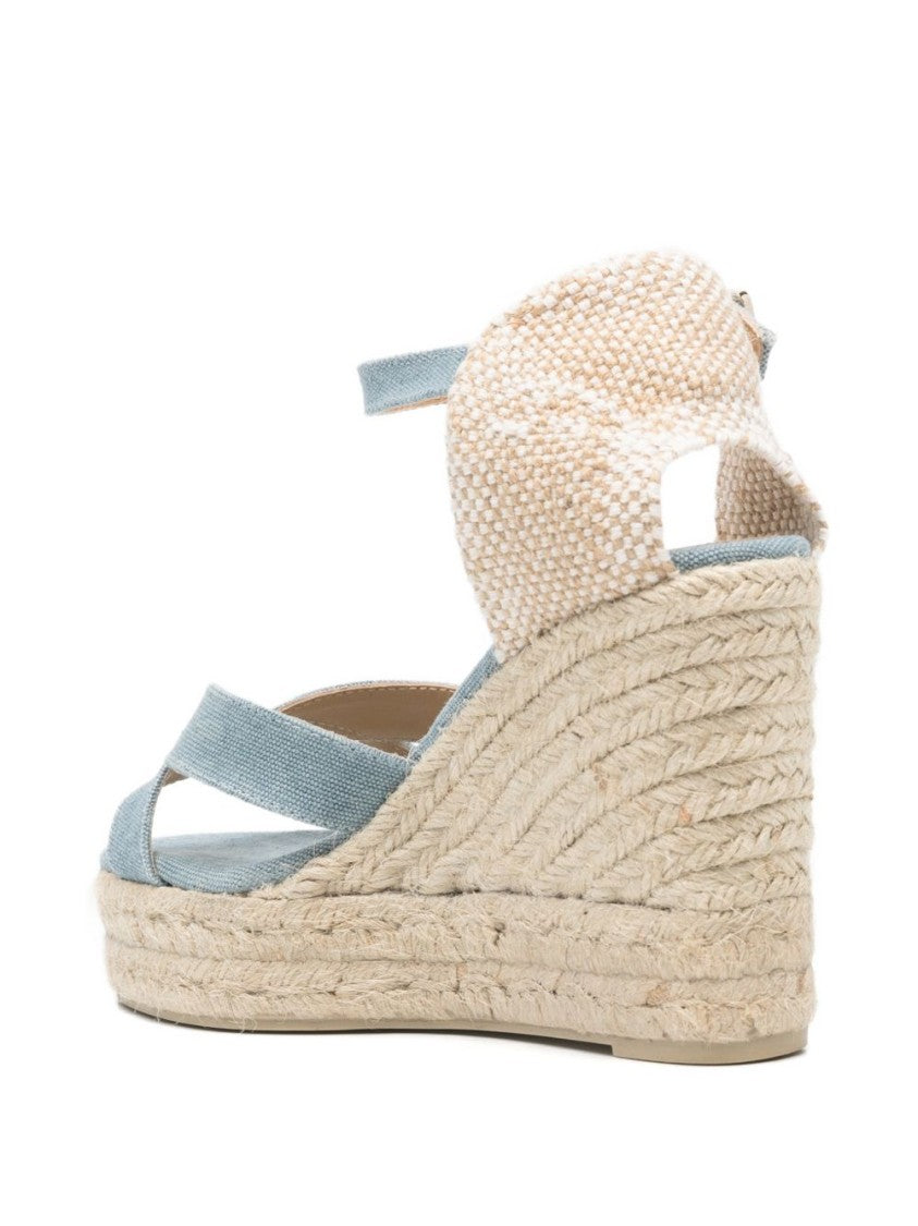 Castaner Light Blue Fabric Wedge Sandals