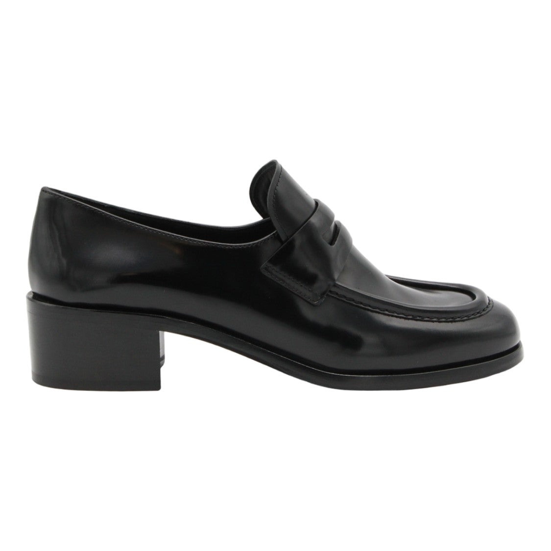 Church's Polished Black Leather Loafer Flats With Strap Detail