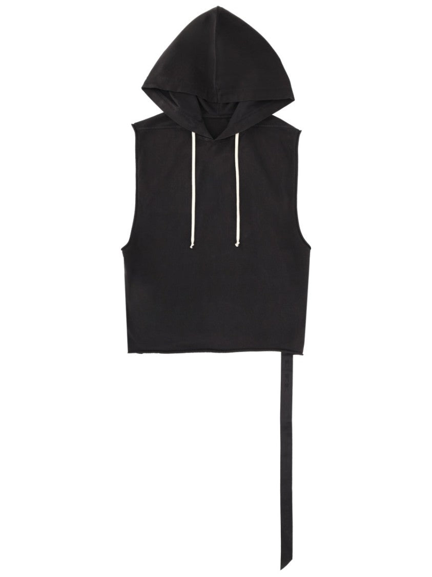 Drkshdw By Rick Owens Neutrals Hooded Cropped Asymmetrical Tunic
