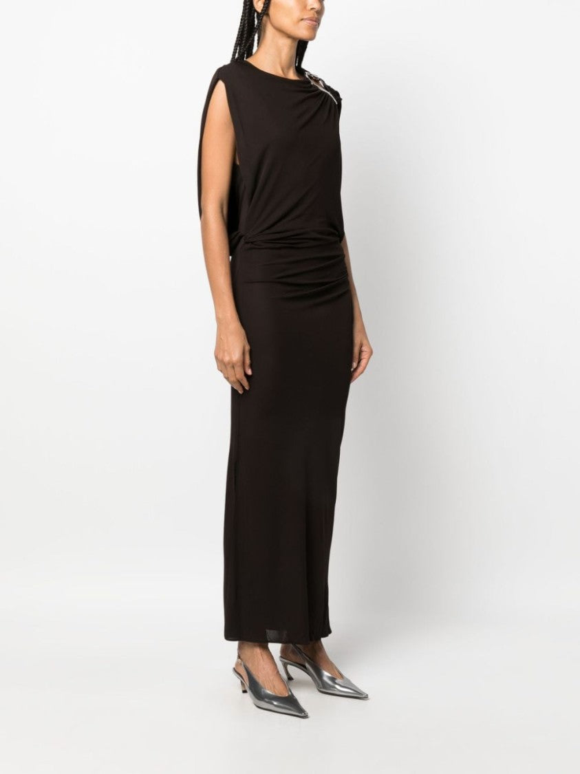 Lanvin Coffee Brown Jersey Maxi Dress
