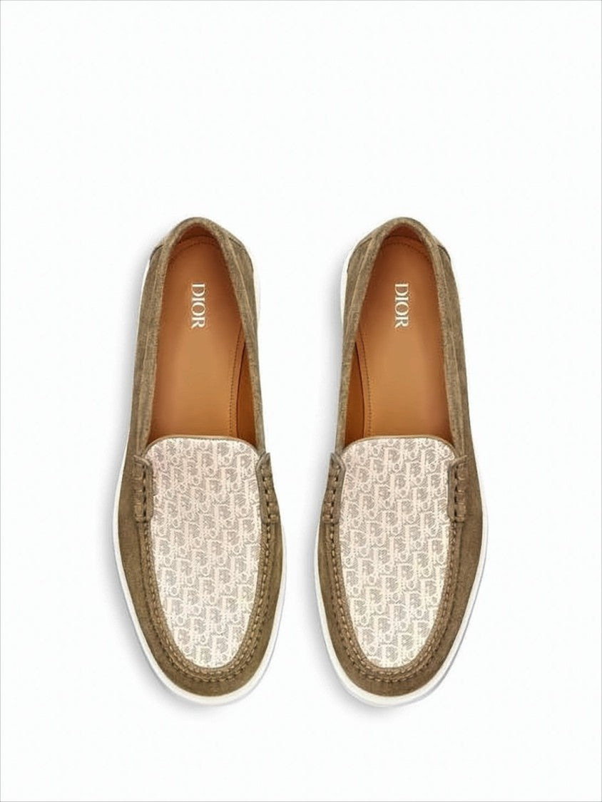Christian Dior Suede Loafers With Contrasting Fabric Panel