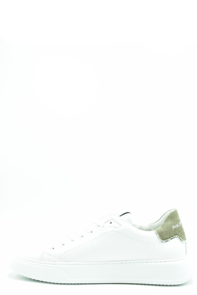 Philippe Model Low-Top White Leather Sneakers Green Tab