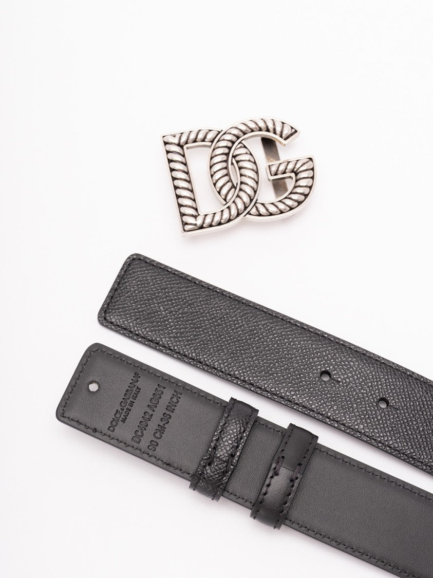 Dolce & Gabbana Polished Black Calf Leather Belt