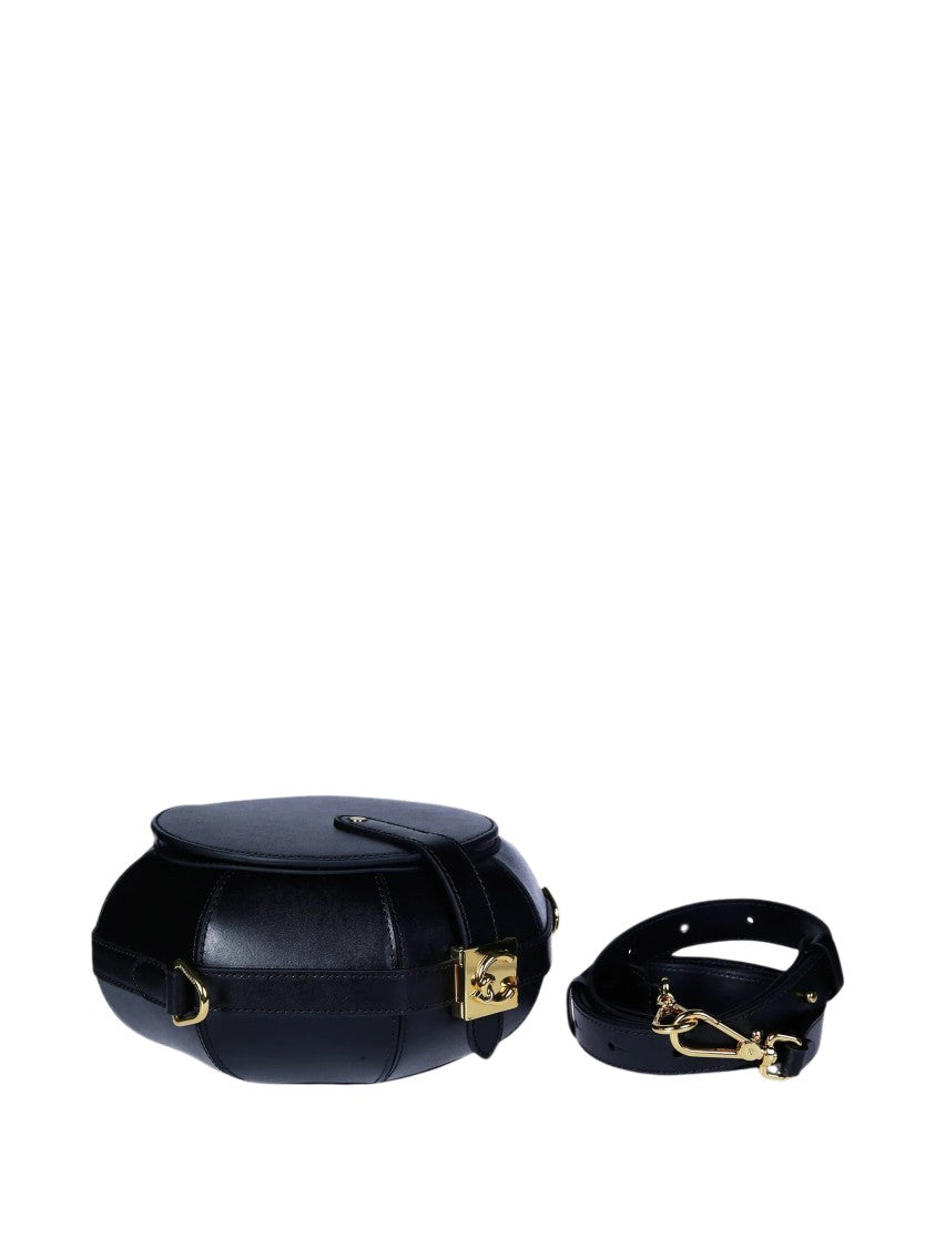 Coccinelle Oval-Shaped Leather Shoulder Bag With Gold Hardware