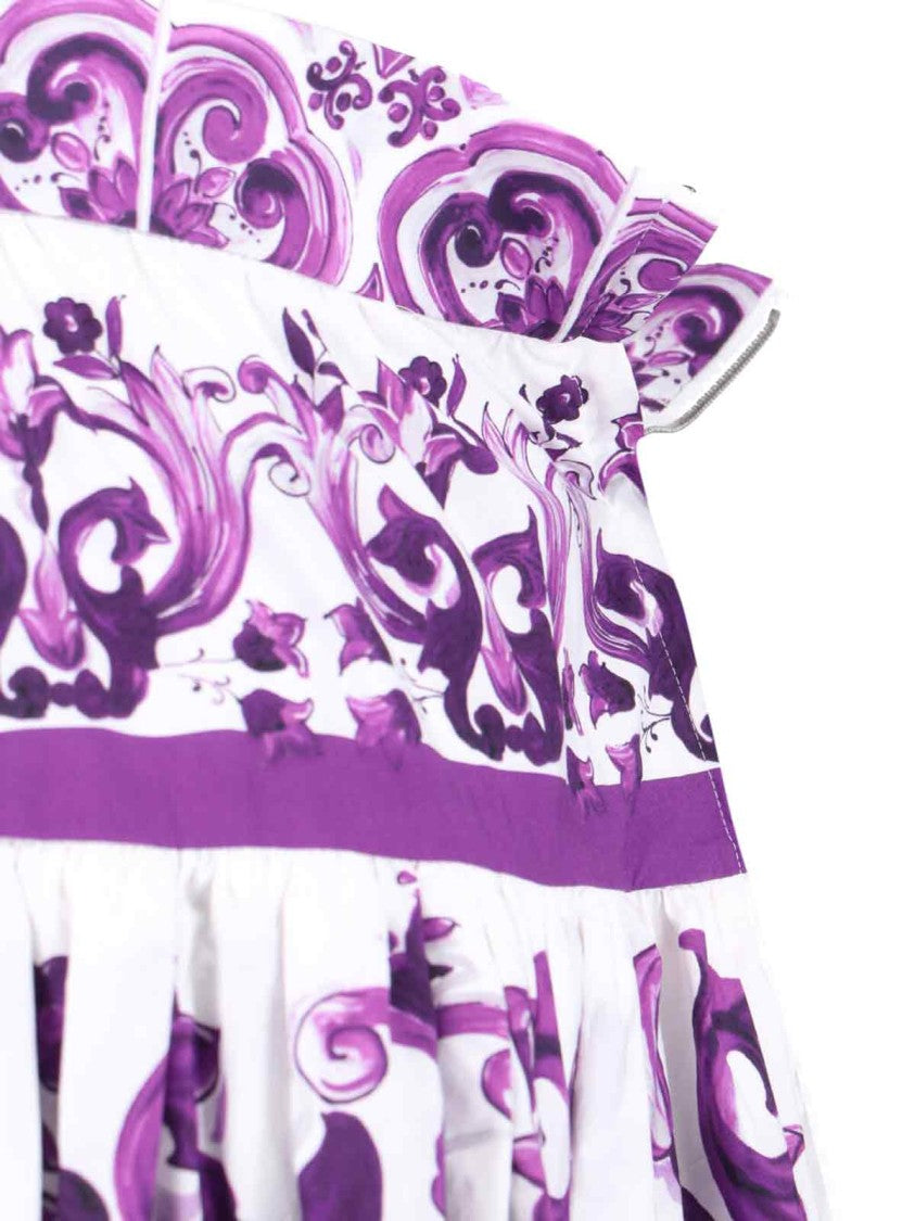 Dolce & Gabbana Printed Pleated Maxi Skirt – Purple