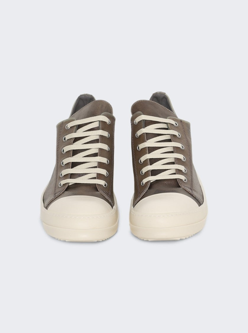 Rick Owens Hollywood Leather Low Sneakers Dust And Milk