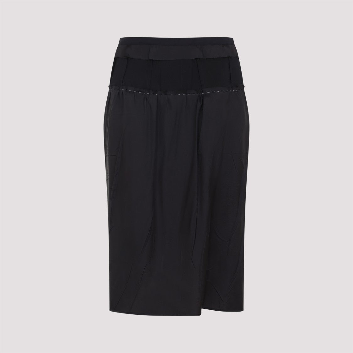 Maison Margiela Black Acetate Midi Skirt With Semi-Sheer Panel