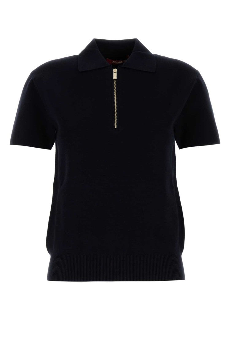 Mm Studio Midnight Blue Viscose Blend Teti Polo Shirt