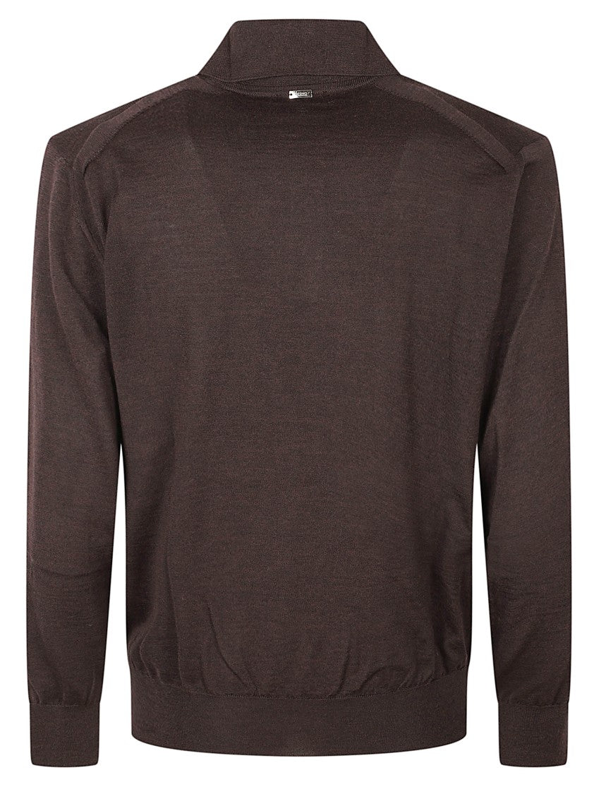 Herno Long-Sleeve Polo Collar Sweater With Ribbed Cuffs