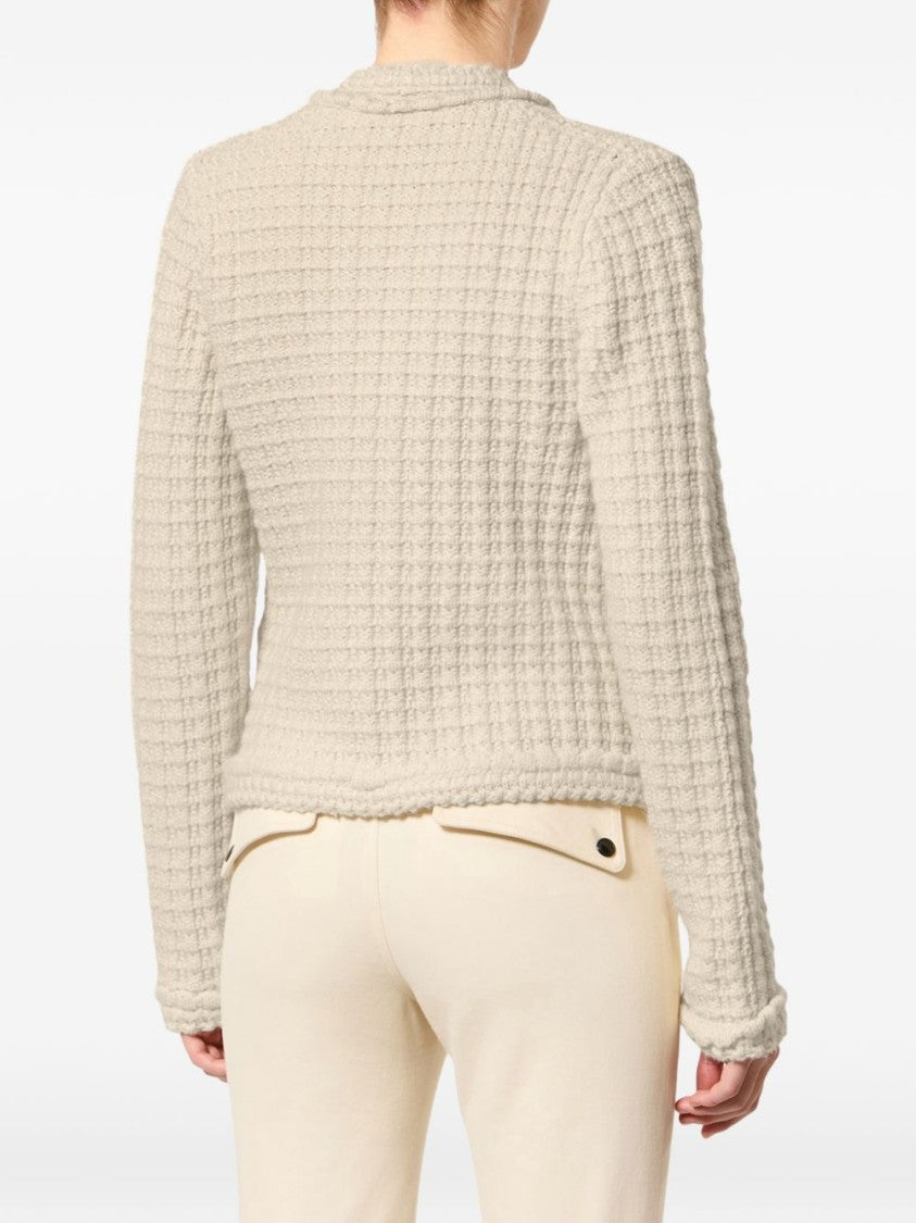 Isabel Marant Hortense Textured Waffle Knit Picot Trim Cardigan