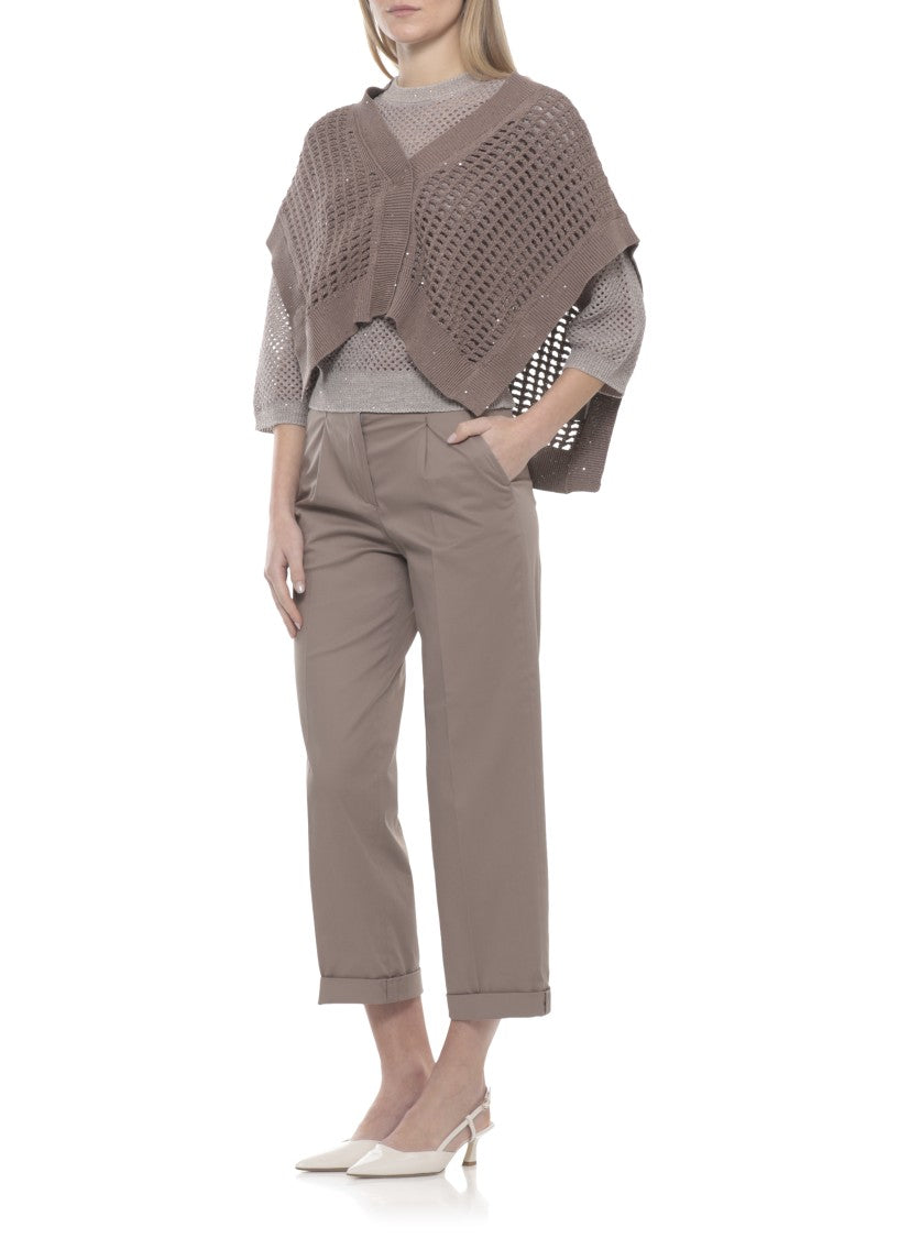 Peserico Brown Perforated Sequin Cotton Vest