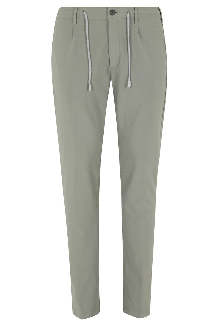 Eleventy Green Drawstring-Band Cotton-Blend Jogger Pants