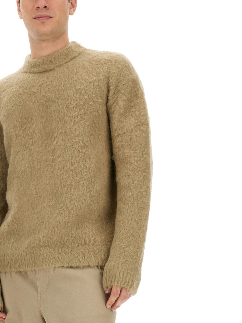 Acne Studios Fuzzy Wool Blend Sweater With High Neckline