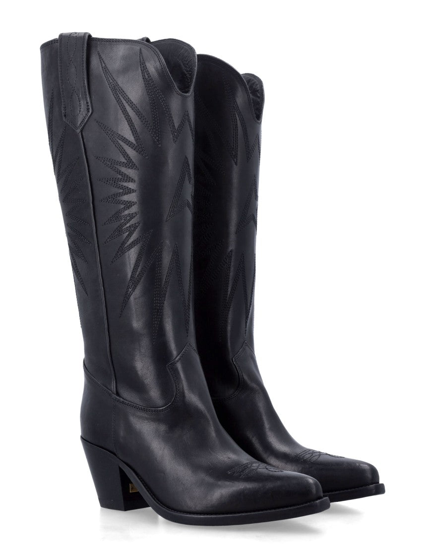 Golden Goose Black Wish Star High Leather Boots