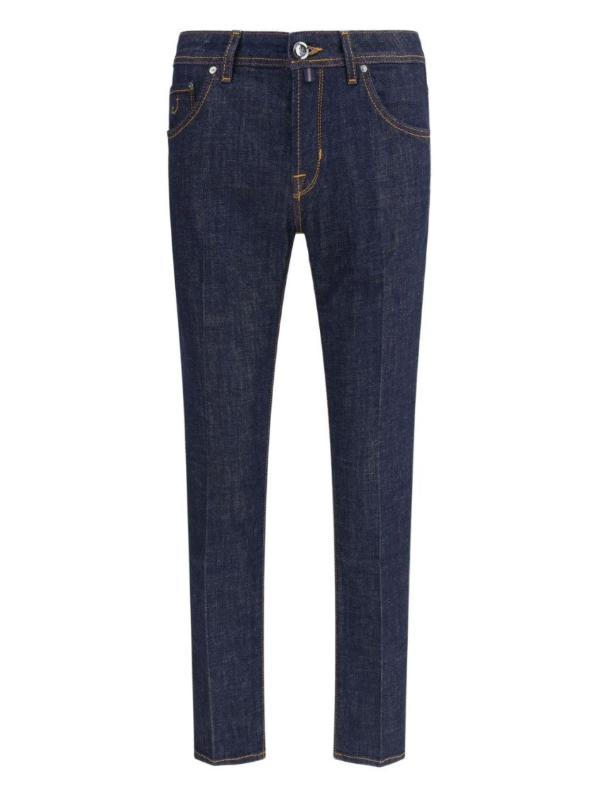 Jacob Cohen Tailored Dark Denim Trousers With Classic Five-Pocket Design