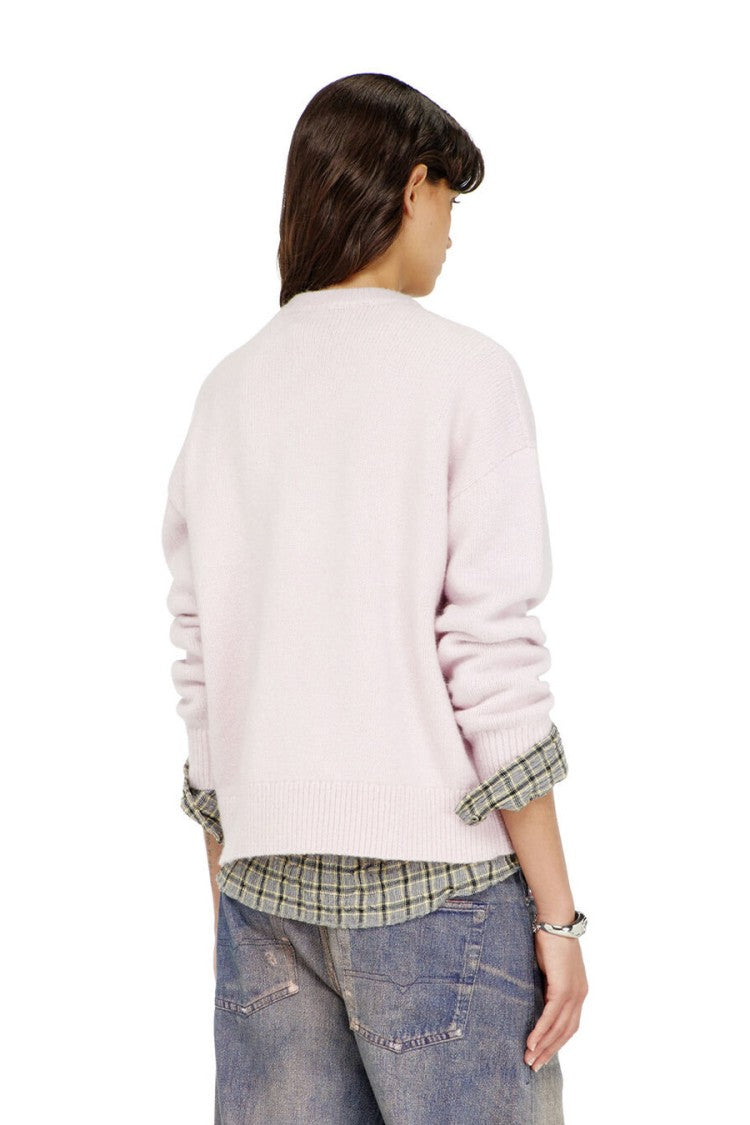 Diesel Pink Wool-Polyamide Blend Embossed-Logo Sweater