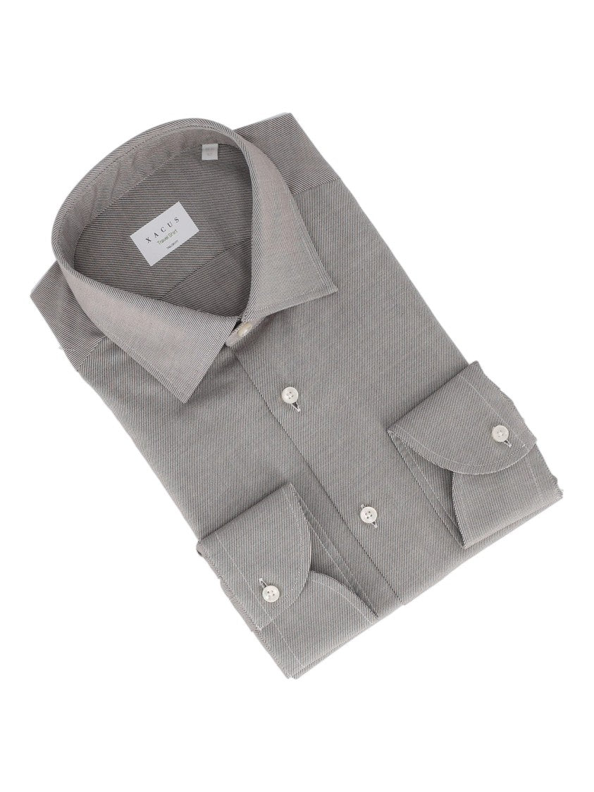 Xacus Pointed Collar Textured Long-Sleeve Shirt