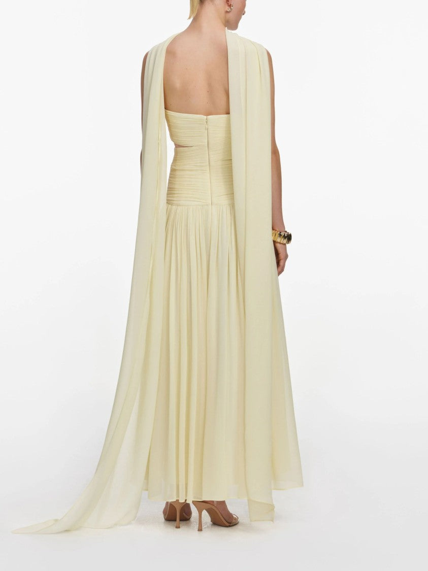 Self-Portrait Yellow Wrap Around Georgette Midi Dress
