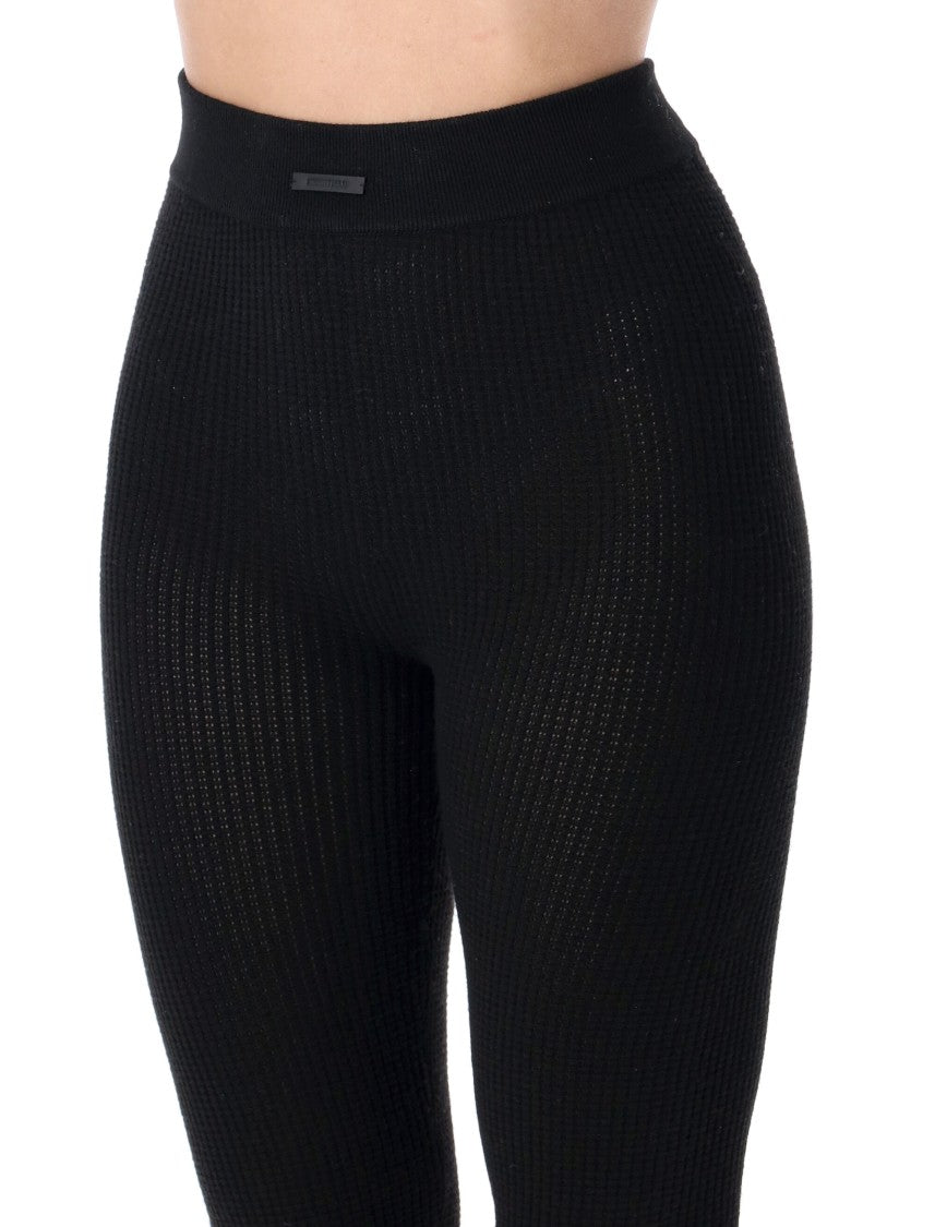 Fear Of God Ankle-Length Black Waffle Knit Leggings With Rib-Knit Waistband