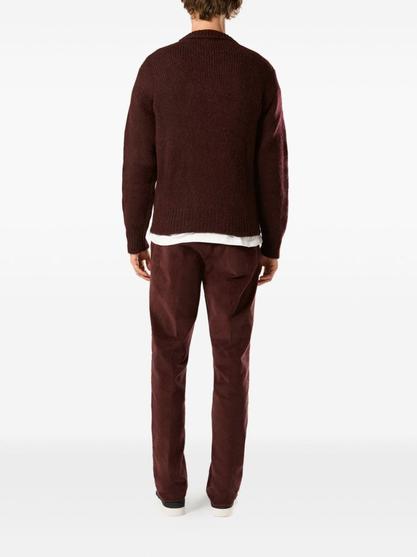 Doppiaa Burgundy Appio Textured Knit Sweater