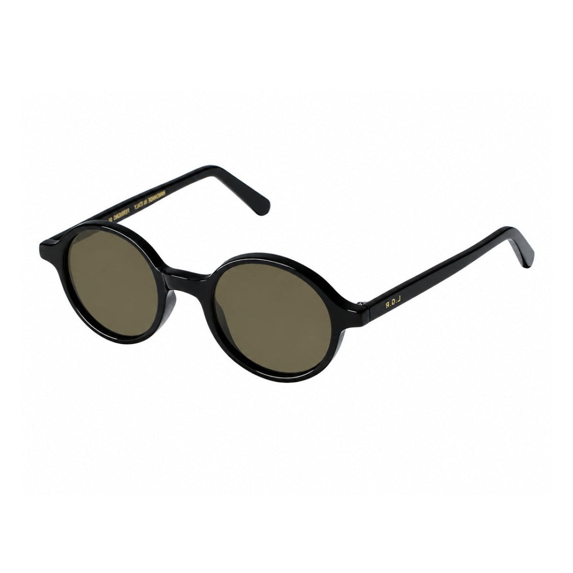L.G.R. Geometric Black Acetate Sunglasses With Polarized Brown Lenses