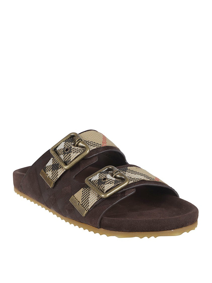 Burberry Double-Buckle Slide Sandals