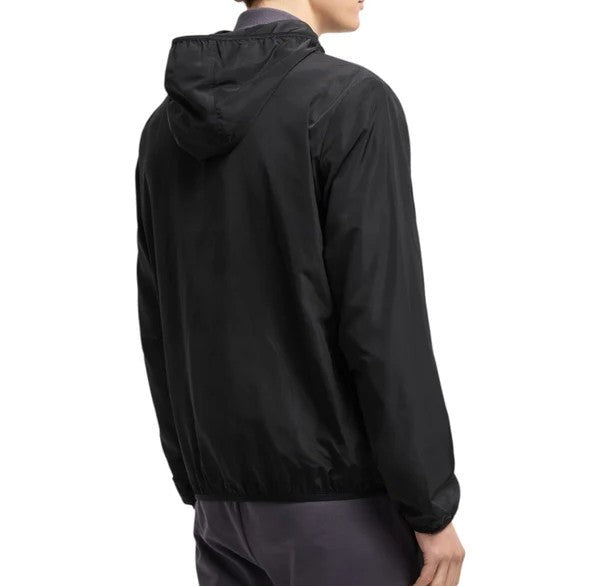 Ea7 Emporio Armani Black Bomber Jacket With Contrast Logo Patch And Minimalist Design
