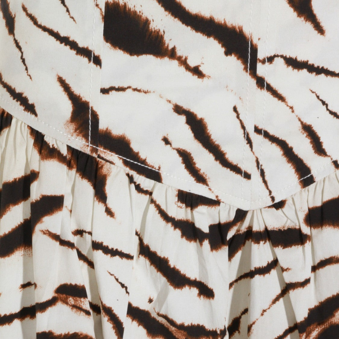 Ganni Midi-Length Cotton Skirt With Animal Print Motif