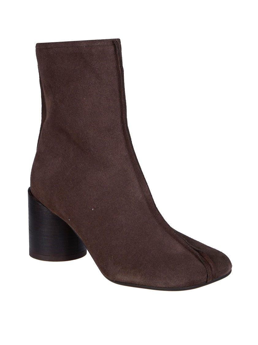 Mm6 By Maison Margiela Dark Brown Suede Block Heel Ankle Boots