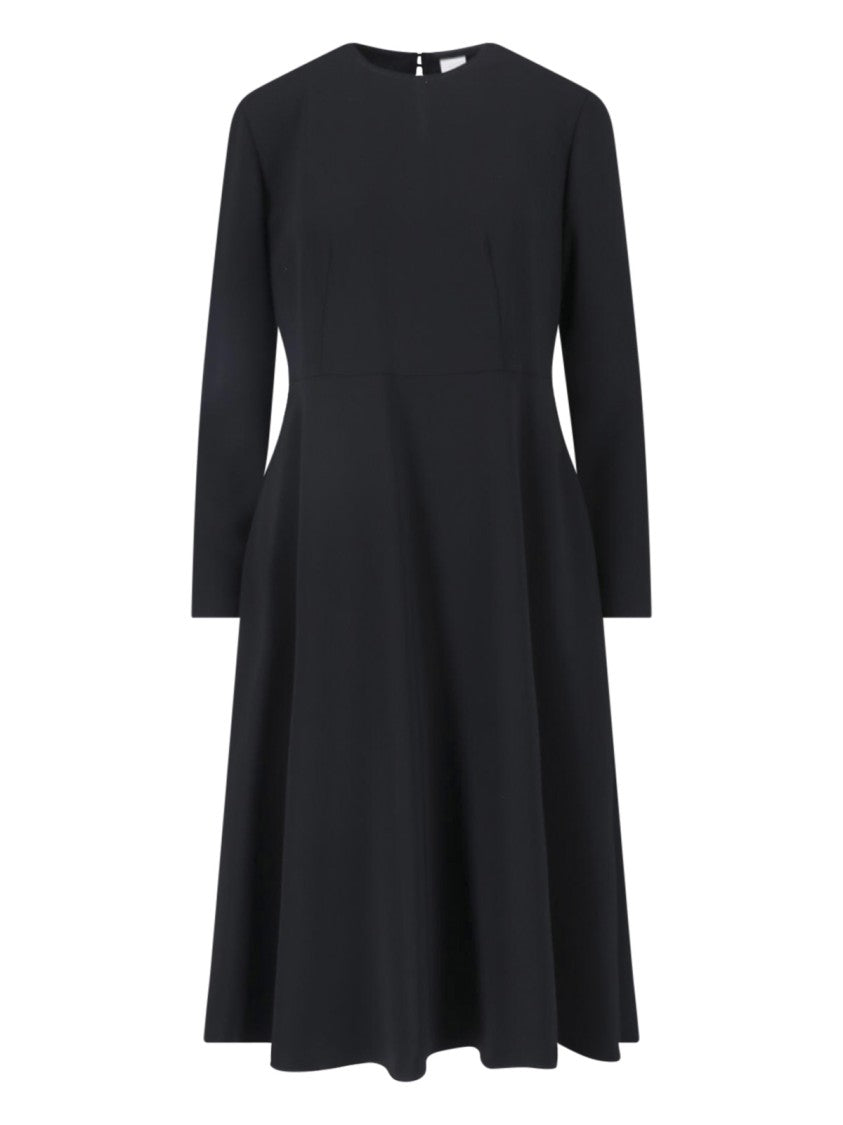 Aspesi Black Fabric Crewneck Midi Dress
