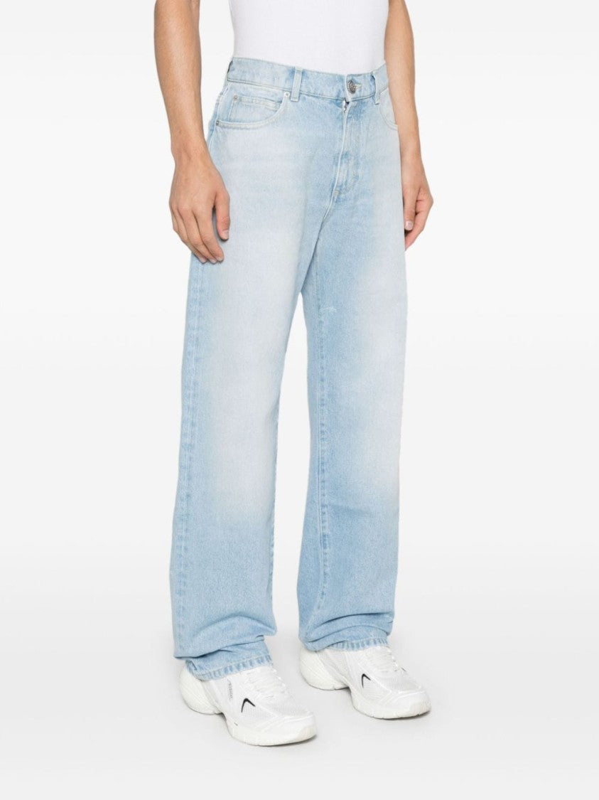 Balmain Light Blue Washed Denim Trousers