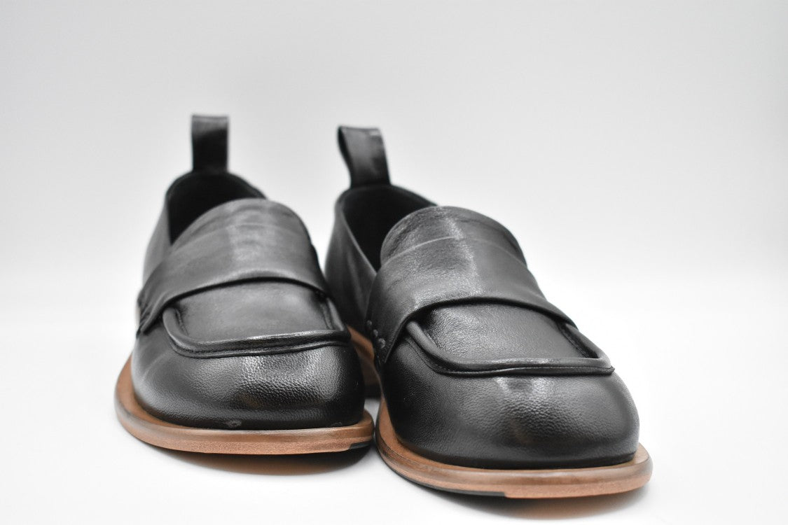 Ernesto Dolani Black Leather Flat Shoes