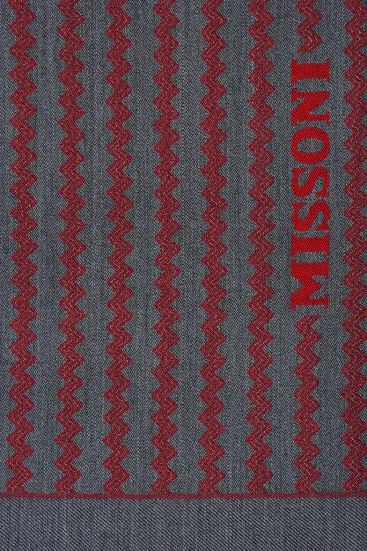 Missoni Grey Red Wool Scarf